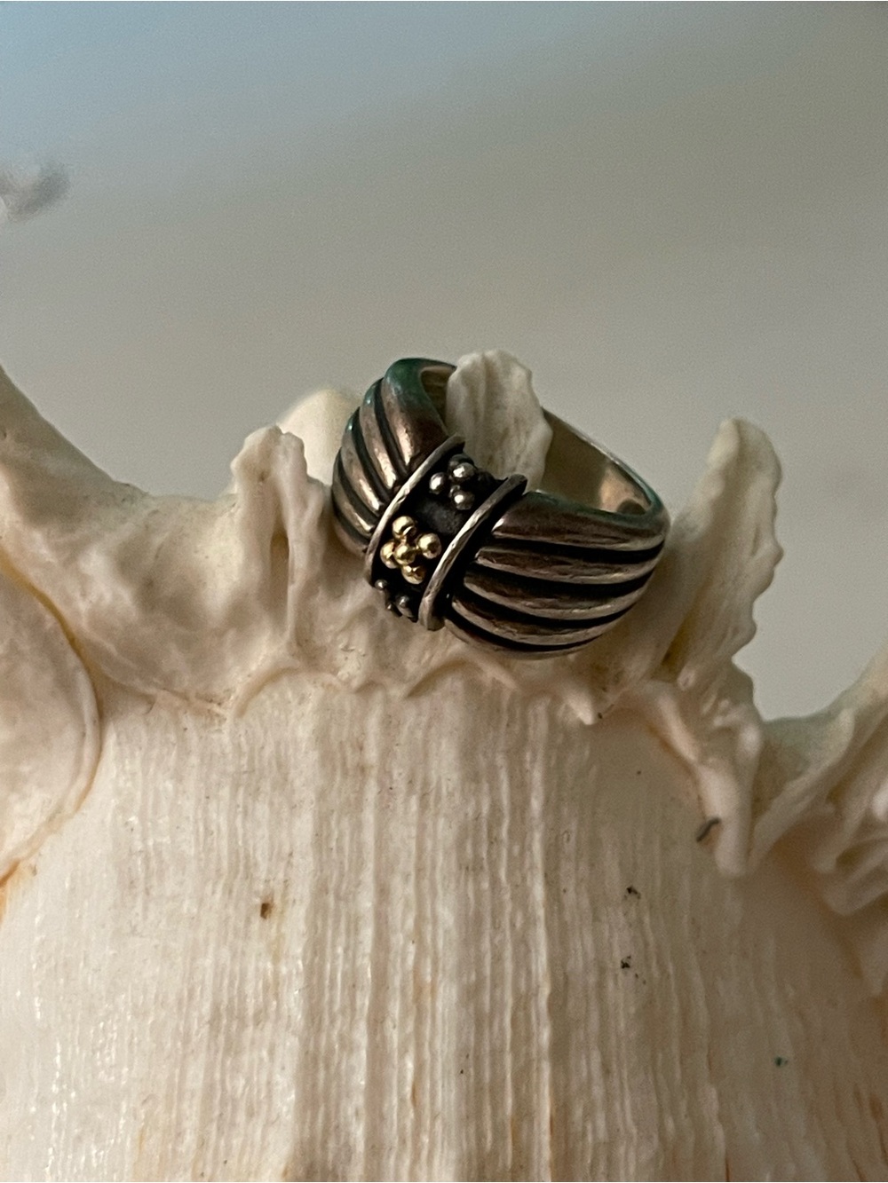 Baskin Brothers Sterling Silver & 18K Yellow Gold Ring art deco unisex